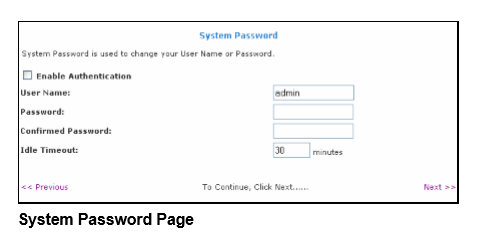 System Password Page