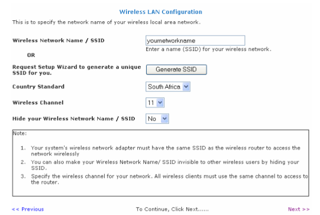 Wireless LAN Configuration