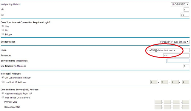 Enter settings obtained from your ISP