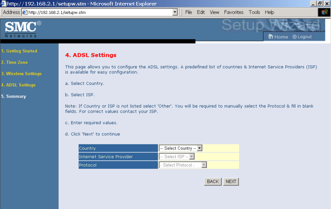 ADSL Settings