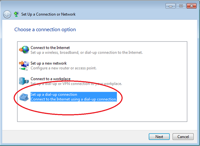 Setup a dial-up connection