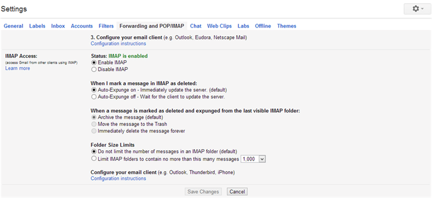 For gmail settings outlook POP, IMAP,