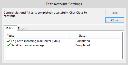 Test account settings