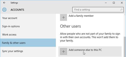 Add someone else ot this PC