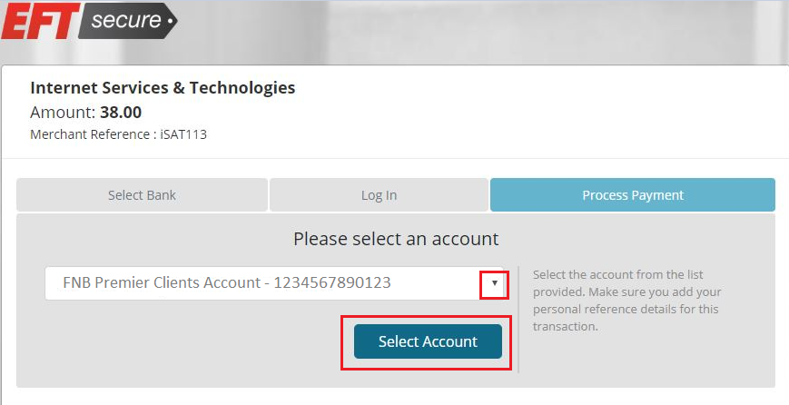 EFT Secure - Select Account