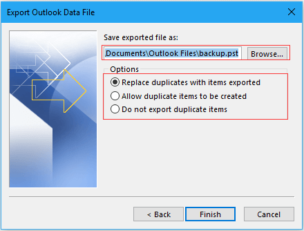 Select Export Folder