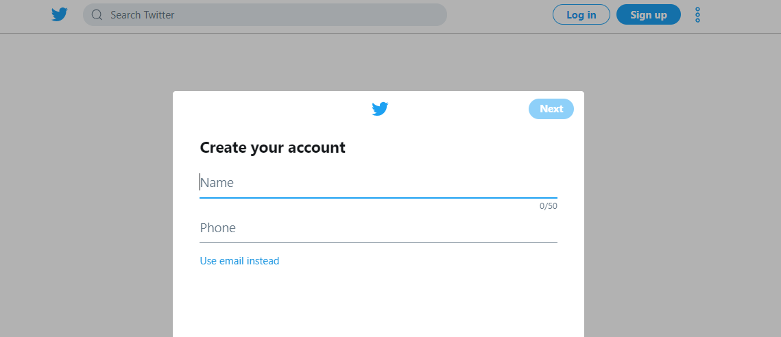 Twitter - Create your account