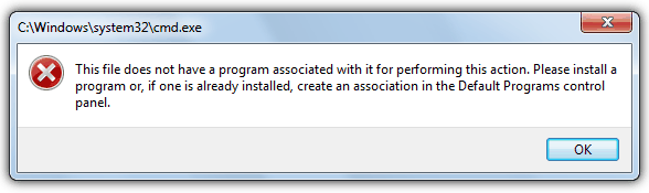 File does not have a program associated with it
