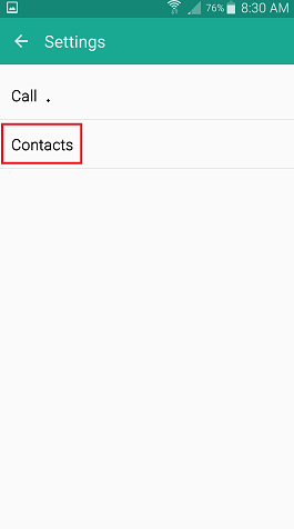 Android Settings Contacts