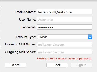 Mail server settings