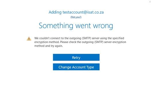 Outlook 2016 Adding Account - Something went wrong