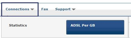 ADSL Per GB under the Connections menu